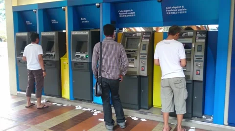 Customer Withdrawing Money From ATM Machine 스톡 동영상 55006835