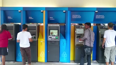 Customer Withdrawing Money From ATM Machine Stock-Footage 55006877
