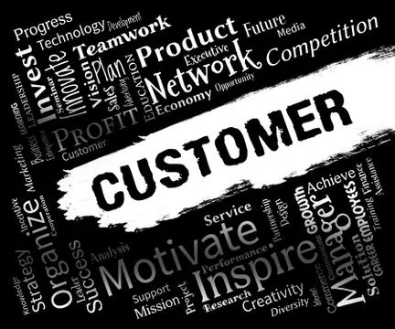 Customer Words Representing Clients Shoppers And Buyer Ilustración de archivo
