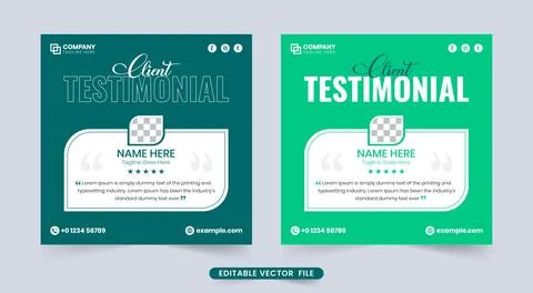 Customer work review section and testimonial vector with creative shapes. Cli Illustrazione stock