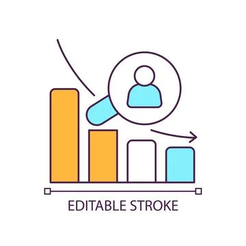 Customers amount decrease RGB color icon Stock Illustration