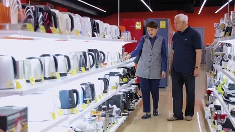Customers in the appliance store Stock Footage 77863527