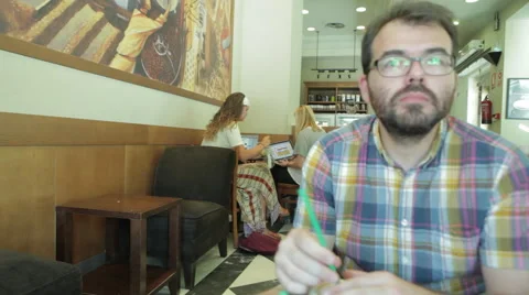 Customers of a coffee shop Stock Footage 49982218