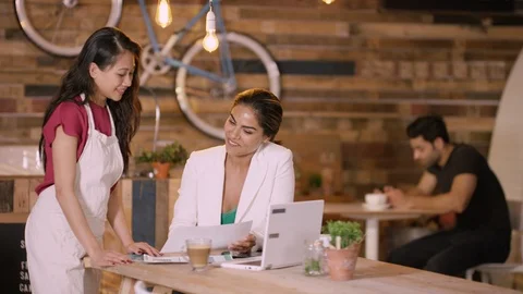 Customers in coffee shop Stock Footage 95648535