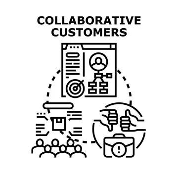 Customers collaborating on product development and feedback loop Stock Illustration