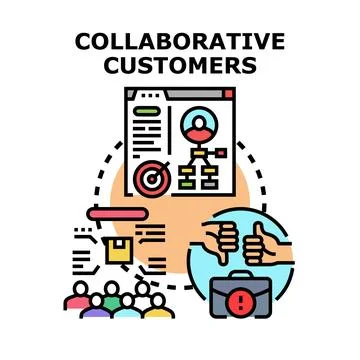 Customers collaborating on product development and feedback loop 스톡 일러스트