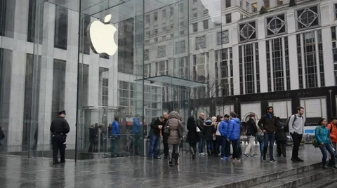Customers crowd Store for Apple Watch Stock Footage 48997627