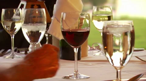 Customers drinking wine in restaurant Stock Footage 55308098