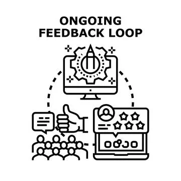 Customers giving digital feedback for continuous improvement loop Stock Illustration