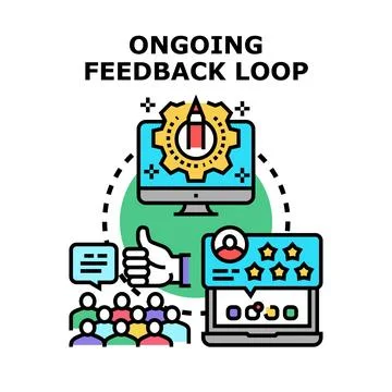 Customers giving digital feedback for continuous improvement loop Stock Illustration