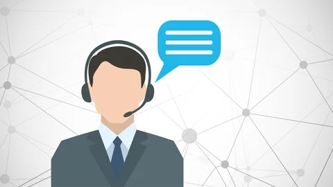 Customers helpline worker, man with headset consulting via microphone typing on Stock Footage 100662166