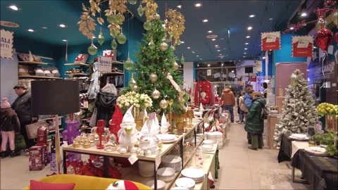 Customers inside a large store specializing in household goods Stock Footage 296493558