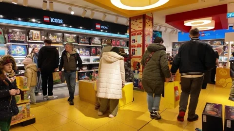 Customers at LEGO store in Amsterdam Stock Footage 324611385