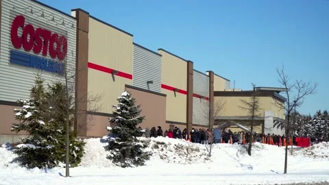 Customers Lining Up To Enter Costco During The Quarantine Stock Footage 149260671