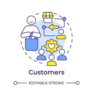 Customers multi color concept icon Stock Illustration