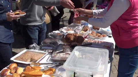 Customers pay for sweets Stock Footage 36486860