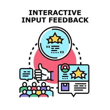 Customers providing interactive input feedback and online reviews Stock Illustration