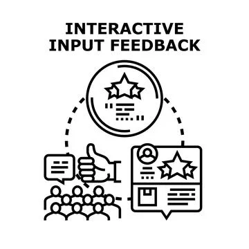 Customers providing interactive input feedback and online reviews Stock Illustration
