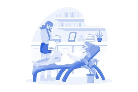 Customers Receiving Services in Spa Salons Stock Illustration