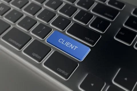 Customers Service Concept. Button on Modern Computer Keyboard with Word Clien Stock Illustration