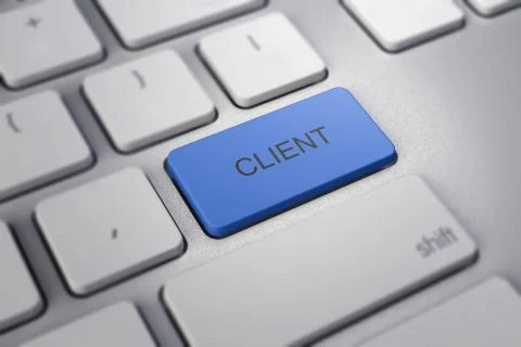 Customers Service Concept. Button on Modern Computer Keyboard with Word Clien Stock Illustration