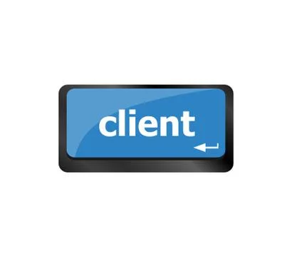 Customers Service Concept. Button on Modern Computer Keyboard with Word Clien Ilustración de archivo