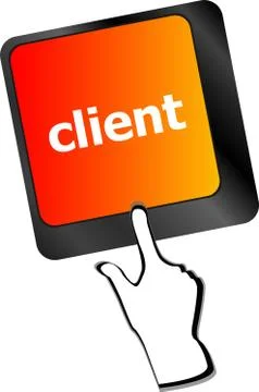 Customers Service Concept. Button on Modern Computer Keyboard with Word Clien 스톡 일러스트