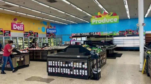 Customers Shop Inside an Almost Empty 99 Cent Only Store Amid its Closing 動画素材 271703004