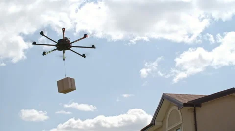 Customers Testing Drone Delivery Service Stock Footage 66978612