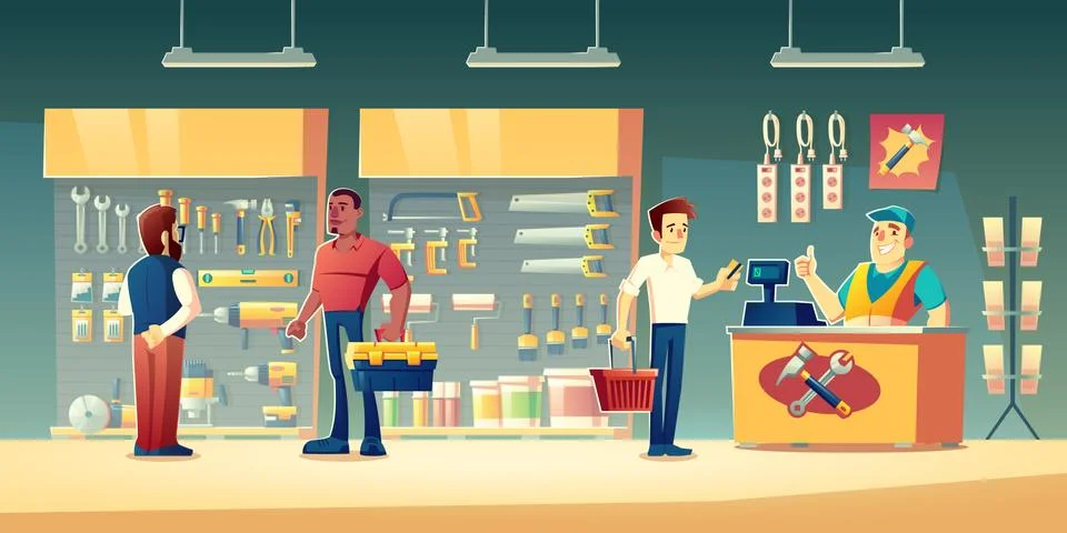 Customers tools store, hardware construction shop Stock Illustration