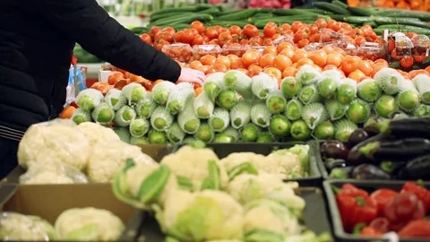Customers at vegetable shop Stock Footage 83932794