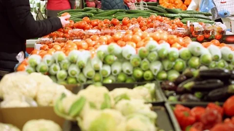 Customers at vegetable shop Stock Footage 83932801
