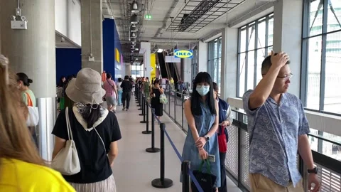 Customers visiting IKEA Sukhumvit, first day opening. Retail business Stock Footage 257057981
