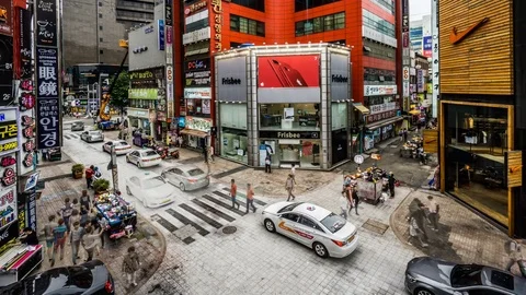 The customers walking in the shopping street, Busan, Korea Stock Footage