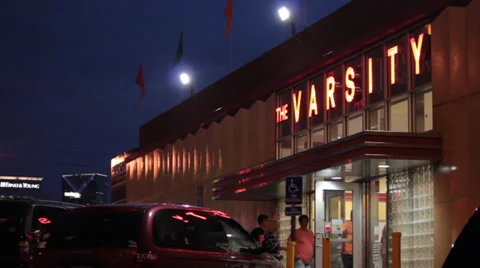 Customers Walking Into the Varsity Stock Footage 39541320