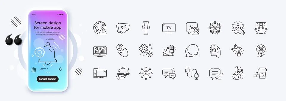 Customisation, Shipment and Analytics graph line icons for web app. Pictogram 스톡 일러스트