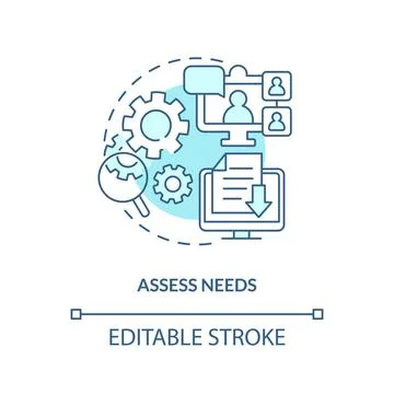 Customizable assess needs blue linear icon concept Stock Illustration