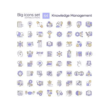 Customizable big icon set for knowledge management Stock Illustration