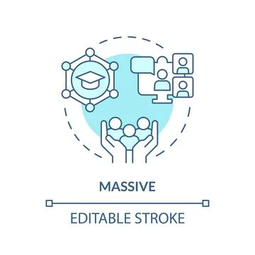 Customizable blue thin linear icon massive concept Stock Illustration