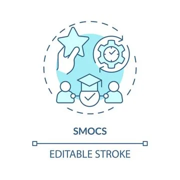 Customizable blue thin linear icon SMOCs concept Stock Illustration