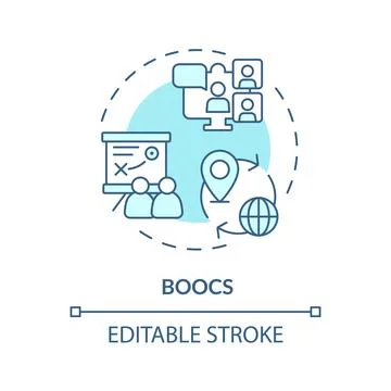 Customizable blue thin linear icon BOOCs concept Stock Illustration