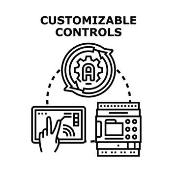 Customizable controls offering personalized industrial automation settings Stock Illustration