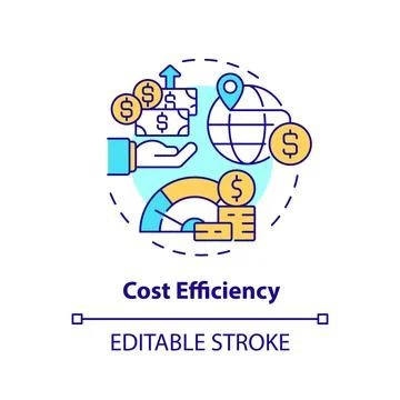 Customizable cost efficiency icon FDI concept Stock Illustration