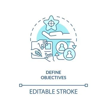 Customizable define objectives blue linear icon concept Stock Illustration