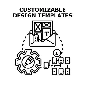 Customizable design templates creating digital content solutions Stock Illustration