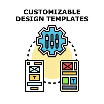 Customizable design templates for responsive user interfaces Stock Illustration