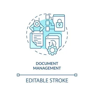Customizable document management blue linear icon concept Stock Illustration