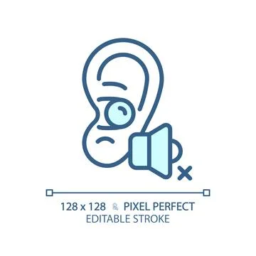 Customizable earplug blue thin linear icon Stock Illustration