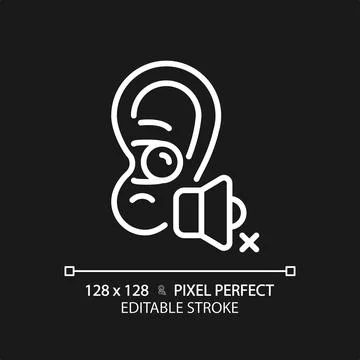 Customizable earplug white thin linear icon Stock Illustration