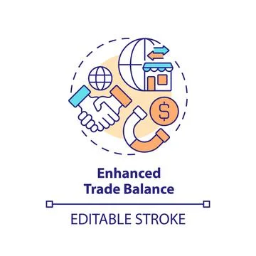 Customizable enhanced trade balance icon FDI concept Stock Illustration